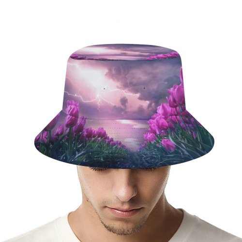yanfind Adult Fisherman's Hat Flowers Flowers Path Thunderstorm Dark Sky Fishing Fisherman Cap Travel Beach Sun protection