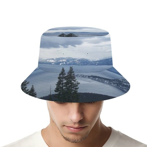 yanfind Adult Fisherman's Hat Winter Highland Lake Atmospheric Wilderness Cloud Mountain Sky Mountain Landforms Vacation Tree Fishing Fisherman Cap Travel Beach Sun protection