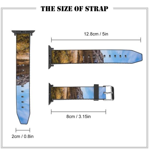 yanfind Watch Strap for Apple Watch Abies Scenery Range Field Geyser Tree Iceland  Wilderness Plant Fir Compatible with iWatch Series 5 4 3 2 1