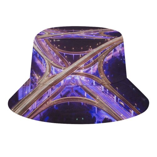 yanfind Adult Fisherman's Hat Denys Nevozhai Interchange Roads Intersection Cityscape Aerial Night Time City Lights Purple Fishing Fisherman Cap Travel Beach Sun protection