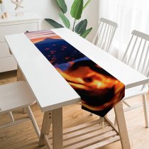 Yanfind Table Runner Backlit Sunset Adventure Landscape Evening Travel Light Beach Sun Outdoors Scenic Flame Everyday Dining Wedding Party Holiday Home Decor