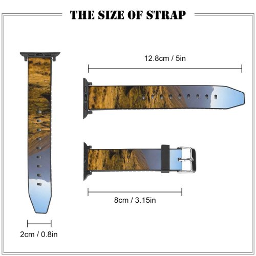yanfind Watch Strap for Apple Watch Landscape Peak Countryside Wilderness Pictures Outdoors Grey Free Range Plateau Land Compatible with iWatch Series 5 4 3 2 1