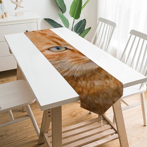 Yanfind Table Runner Funny Curiosity Outdoors Little Eye Staring Grass Whisker Downy Portrait Everyday Dining Wedding Party Holiday Home Decor