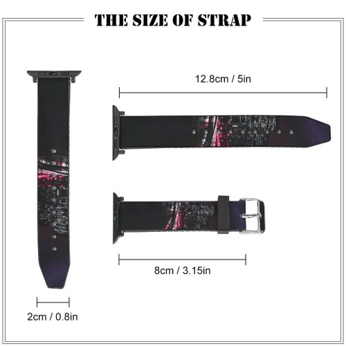 yanfind Watch Strap for Apple Watch Matteo Catanese Black Dark York City Manhattan Traffic Lights Light Trails Night Compatible with iWatch Series 5 4 3 2 1