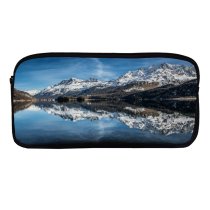 yanfind Pencil Case YHO Piz Corvatsch Switzerland Swiss Alps  Mountains Snow Covered Lake Sils Reflection Zipper Pens Pouch Bag for Student Office School