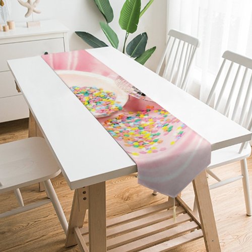 Yanfind Table Runner Birthday Party Pastel Conceptual Candy Aesthetic Sparkle Light Ball Sprinkles Disco Everyday Dining Wedding Party Holiday Home Decor