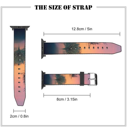 yanfind Watch Strap for Apple Watch Johannes Plenio Golden Hour Foggy Sunrise Morning Winter Road Compatible with iWatch Series 5 4 3 2 1
