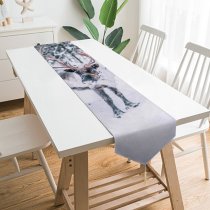 Yanfind Table Runner Wood Winter Frosty Frozen Snowstorm Deer Sledge Season Lapland Tree Ice Frost Everyday Dining Wedding Party Holiday Home Decor