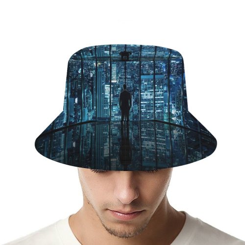 yanfind Adult Fisherman's Hat Dominic Kamp Black Dark York City Cityscape City Lights Reflection Skyscrapers Night Fishing Fisherman Cap Travel Beach Sun protection