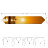 Yanfind Table Runner Backlit Sunset Evening Beach Sun Sunrise Boat Silhouetted Horizon Seashore Reflection Dawn Everyday Dining Wedding Party Holiday Home Decor
