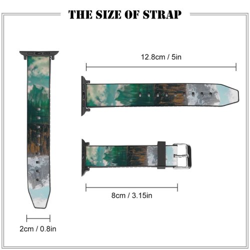 yanfind Watch Strap for Apple Watch Cristina Gottardi  Mountains Snow Covered Fir Trees Mirror Lake Reflection Landscape Compatible with iWatch Series 5 4 3 2 1