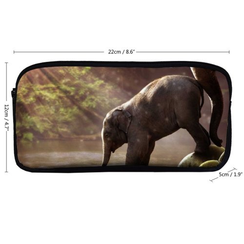 yanfind Pencil Case YHO Comfreak Elephant Cub Rocks River  Rays Waterhole Daytime Zipper Pens Pouch Bag for Student Office School