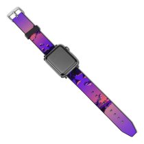 yanfind Watch Strap for Apple Watch Lake Mountains Rocks  Sunset Purple Sky Sky Scenery MacOS Big Sur Compatible with iWatch Series 5 4 3 2 1