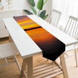 Yanfind Table Runner Boats Backlit Placid Sunset Landscape Evening Light Beach Sun Sunrise Outdoors Seashore Everyday Dining Wedding Party Holiday Home Decor
