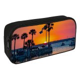 yanfind Pencil Case YHO Boats Afterglow Vacation Palm Coconut Scenery Sunset Oceanside Leisure Beach Ripples Watercrafts Zipper Pens Pouch Bag for Student Office School