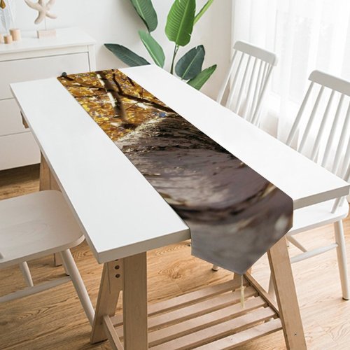 Yanfind Table Runner Perspective Golden Autumn Woody Shellbark Plant Branch Leaf Tree Tree Trunk Autumn Everyday Dining Wedding Party Holiday Home Decor