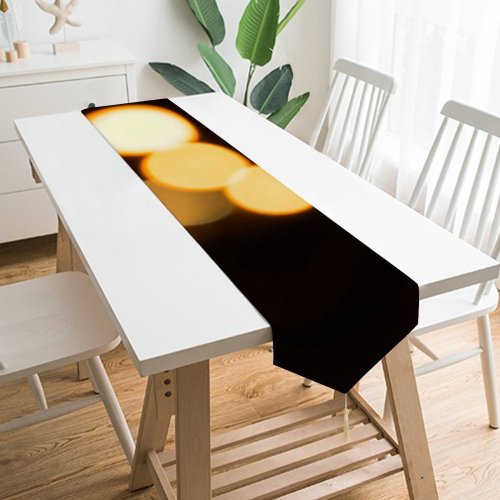 Yanfind Table Runner Blur Focus Center Magic City Dark Design Shining Celebration Illuminated Lights Light Everyday Dining Wedding Party Holiday Home Decor