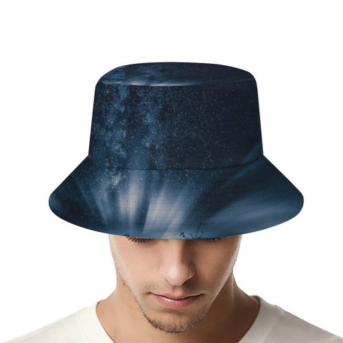 yanfind Adult Fisherman's Hat Grafixart Black Dark Starry Sky Northern Lights Dark Night Landscape Fishing Fisherman Cap Travel Beach Sun protection