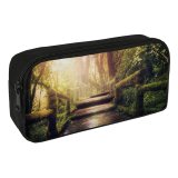yanfind Pencil Case YHO Dorothe Wooden Stairs Forest Jungle Trees Sunlight Wooden Planks Zipper Pens Pouch Bag for Student Office School