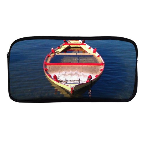 yanfind Pencil Case YHO Dinghy Vehicle Boating  Boats Sea Boat Reflection Watercraft Beach Vacation Supplies Zipper Pens Pouch Bag for Student Office School