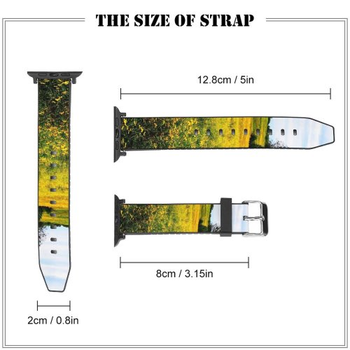 yanfind Watch Strap for Apple Watch Rural Building Countryside Plant Farm Pictures Grassland Outdoors Free Flower Vegetation Compatible with iWatch Series 5 4 3 2 1
