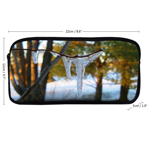 yanfind Pencil Case YHO Landscape Lanscapes Reflection Sky Twig Tree  Branch Natural Winter Freezing Zipper Pens Pouch Bag for Student Office School