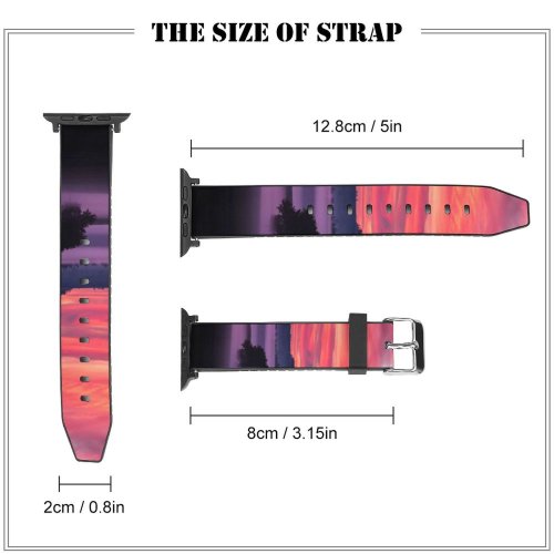 yanfind Watch Strap for Apple Watch Bruno Glätsch Sky Sunset Landscape Foggy Scenery Clouds Trees Silhouette Dawn Compatible with iWatch Series 5 4 3 2 1