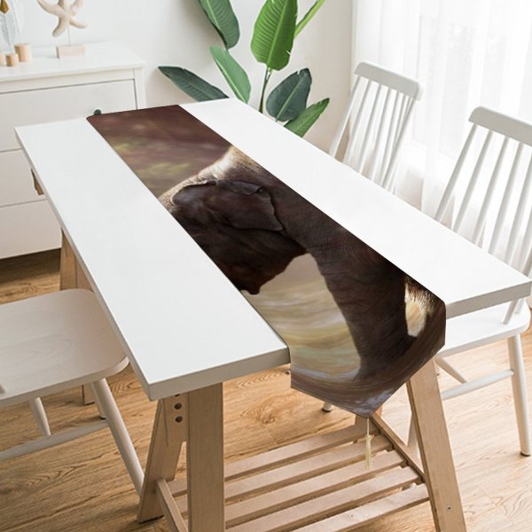 Yanfind Table Runner Comfreak Elephant Cub Rocks River Sun Rays Waterhole Daytime Everyday Dining Wedding Party Holiday Home Decor