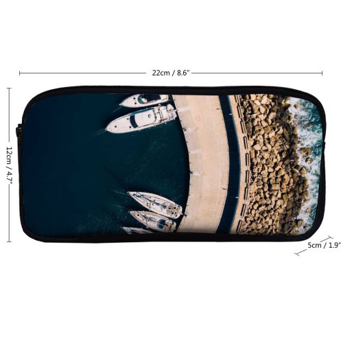 yanfind Pencil Case YHO Boats Above Drone From Transportation Europe Sea System Yachts Ocean  Bird's Zipper Pens Pouch Bag for Student Office School