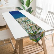 Yanfind Table Runner Boats Coast City Cityscape Archipelago Landscape Daytime Buildings Beach Sight Watercrafts Dock Everyday Dining Wedding Party Holiday Home Decor
