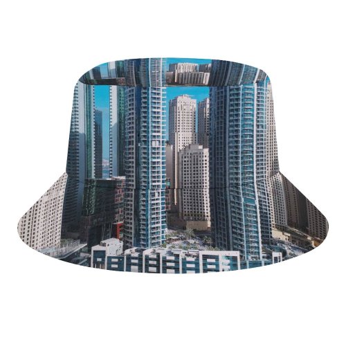 yanfind Adult Fisherman's Hat Dubai Cityscape Skyscrapers Metropolitan Urban Fishing Fisherman Cap Travel Beach Sun protection