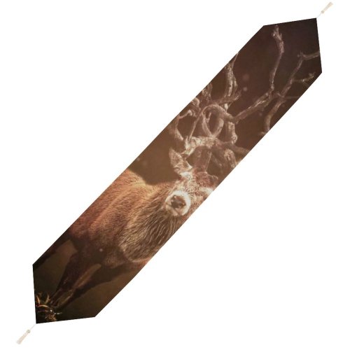 Yanfind Table Runner Comfreak Black Dark Hirsch Deer Forest Sun Rays Dark Wildlife Rock Everyday Dining Wedding Party Holiday Home Decor
