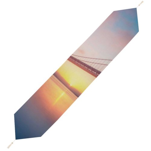 Yanfind Table Runner Oakland Bay Bridge San Francisco California Sunrise Exposure Landscape Everyday Dining Wedding Party Holiday Home Decor