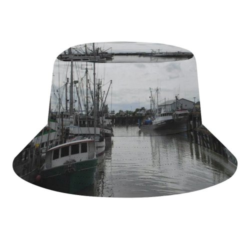 yanfind Adult Fisherman's Hat Richmond Marina Watercraft Harbor Fishing Dock Waterway Mast Overcast Boat Harbour Vehicle Fishing Fisherman Cap Travel Beach Sun protection