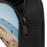 yanfind Pencil Case YHO Boats Clear Coast Sand Umbrellas Vacation Scenery Coastline Travel Oceanside Leisure Sunny Zipper Pens Pouch Bag for Student Office School