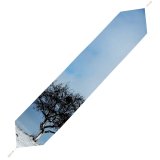 Yanfind Table Runner Winter Alone Hill Sky Field Winter Natural Cloud Landscape Sky Branch Snow Everyday Dining Wedding Party Holiday Home Decor