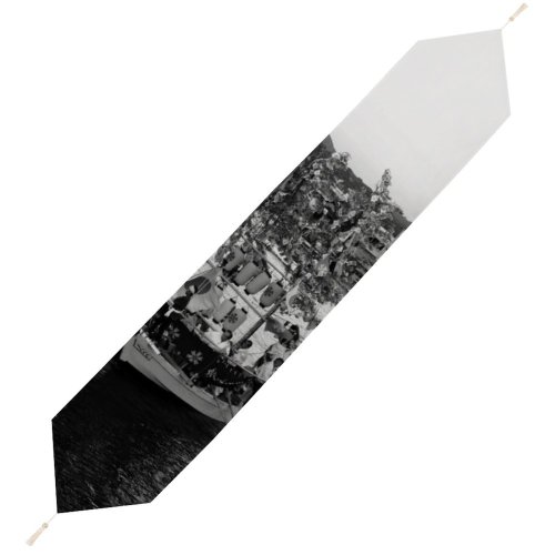 Yanfind Table Runner Boats City Buildings Watercrafts Transportation Travelling Architecture Harbor Ship Modern Motion Sea Everyday Dining Wedding Party Holiday Home Decor