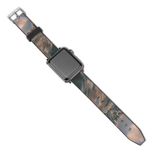 yanfind Watch Strap for Apple Watch Landscape Peak Domain Pictures Sea Outdoors Grey Snow Sunset  Range Compatible with iWatch Series 5 4 3 2 1