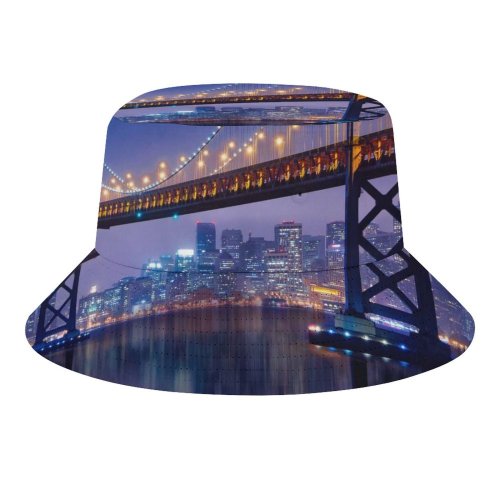 yanfind Adult Fisherman's Hat GoMustang Bay Bridge San Francisco–Oakland Bay Bridge Night City Lights Urban Fishing Fisherman Cap Travel Beach Sun protection