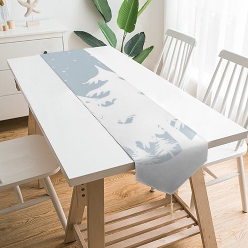Yanfind Table Runner Winter Eve Christmas Spruce Winter Colorado Newyear Heapy Decoration Celebration Pine Birdh Everyday Dining Wedding Party Holiday Home Decor