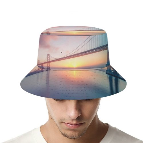 yanfind Adult Fisherman's Hat Oakland Bay Bridge San Francisco California Sunrise Exposure Landscape Fishing Fisherman Cap Travel Beach Sun protection