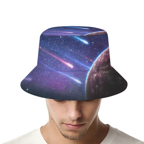 yanfind Adult Fisherman's Hat Space Planet Comet Galaxy Asteroids Colorful Fishing Fisherman Cap Travel Beach Sun protection