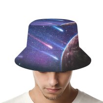 yanfind Adult Fisherman's Hat Space Planet Comet Galaxy Asteroids Colorful Fishing Fisherman Cap Travel Beach Sun protection