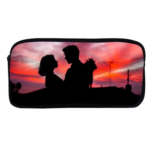 yanfind Pencil Case YHO Travis Grossen Love Couple Silhouette Sunset Romantic Zipper Pens Pouch Bag for Student Office School
