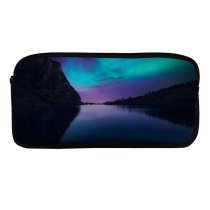 yanfind Pencil Case YHO Dominic Kamp Bannalpsee Switzerland Aurora Borealis Starry Sky Landscape Mountains Silhouette Astronomy Zipper Pens Pouch Bag for Student Office School