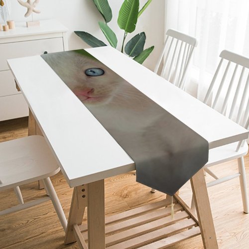Yanfind Table Runner Funny Curiosity Sit Cute Cat Young Baby Eye Little Kitten Pet Whisker Everyday Dining Wedding Party Holiday Home Decor