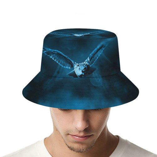 yanfind Adult Fisherman's Hat Comfreak Black Dark Owl Dark Moonlight Forest Bokeh Flying Fishing Fisherman Cap Travel Beach Sun protection