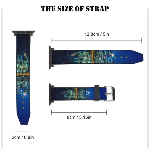 yanfind Watch Strap for Apple Watch Anek Suwannaphoom Singapore Marina Bay Sands Downtown Cityscape City Lights Night Reflections Compatible with iWatch Series 5 4 3 2 1