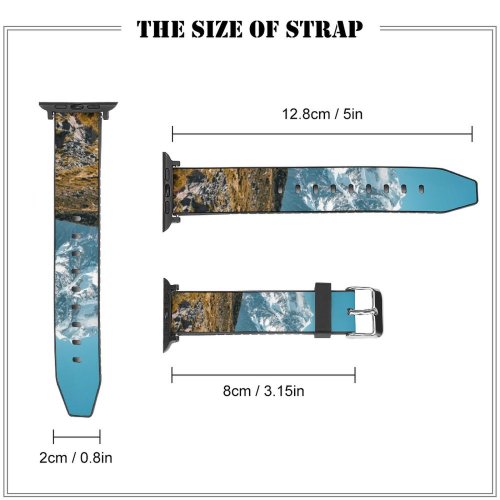 yanfind Watch Strap for Apple Watch Landscape Peak Building Housing River Slope Cook Pictures Outdoors Grey Snow Compatible with iWatch Series 5 4 3 2 1