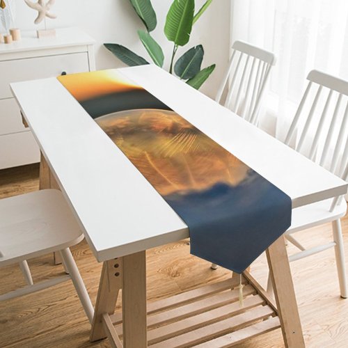 Yanfind Table Runner Blur Frozen Soap Winter Ball Season Science Crystalline Sunset Freeze Icy Light Everyday Dining Wedding Party Holiday Home Decor